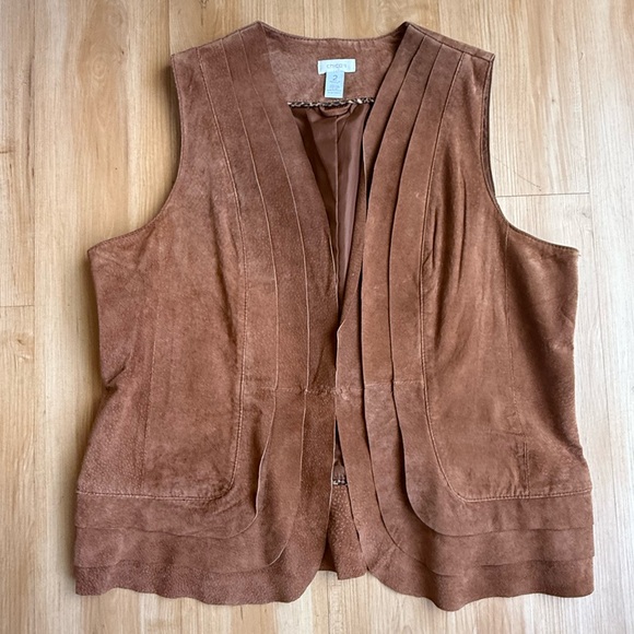 Chico's Jackets & Blazers - Chico’s Brown Real Suede Leather Vest Top